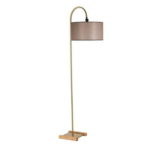 Lampadaire En Cloche Noah H165cm Métal Or Et Tissu Beige