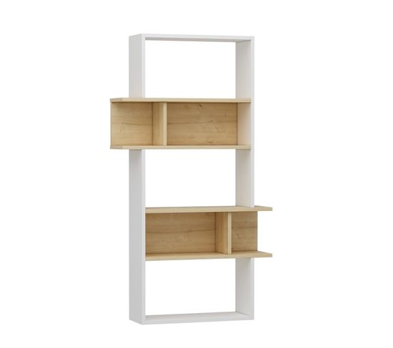 Étagère Bibliothèque Utos L60cm Chêne Clair Et Blanc