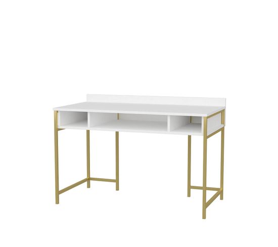 Bureau Moderne Amilio L120cm Blanc Et Or