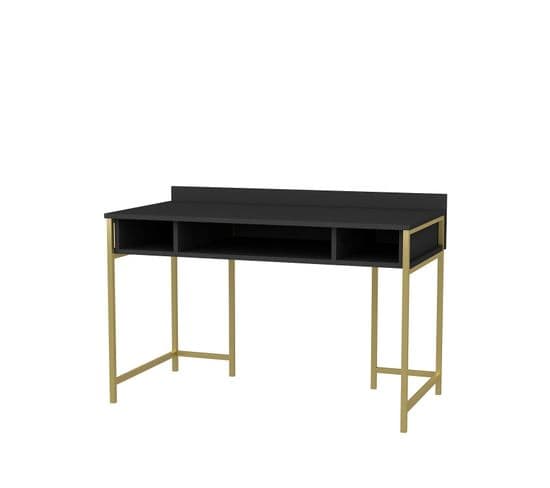 Bureau Moderne Amilio L120cm Anthracite Et Or