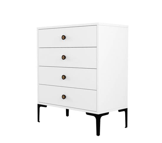 Commode 4 Tiroirs Tullio H90,7cm Blanc