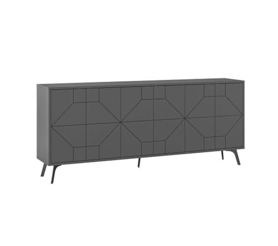 Buffet Bas Contemporain Santos L184cm Bois Anthracite