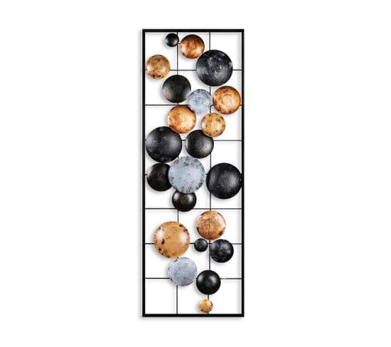 Décoration Murale Edulis L32xh90cm Métal Noir, Bronze, Gris Et Beige