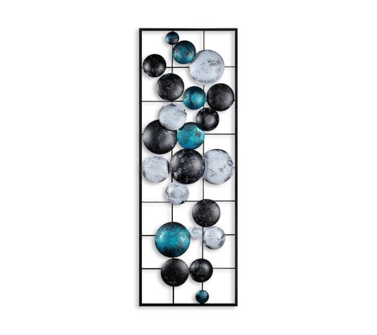 Décoration Murale Edulis L32xh90cm Métal Noir, Bleu Et Gris