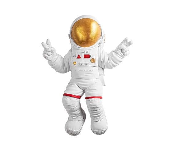 Statue Murale Astronaute Akers L35xh47cm Blanc Et Or