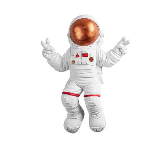 Statue Murale Astronaute Akers L35xh47cm Blanc Et Bronze