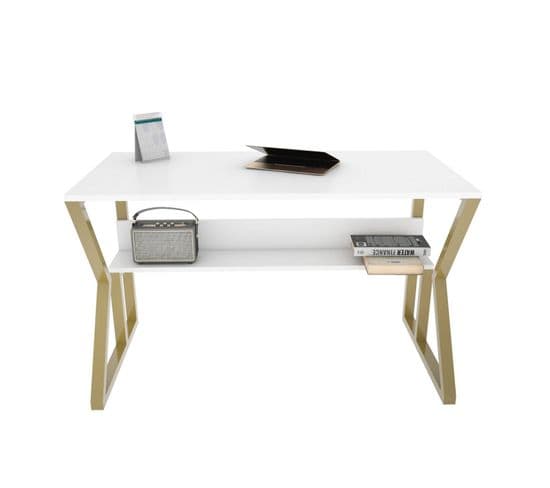 Bureau Design Wayky L120cm Blanc Et Or