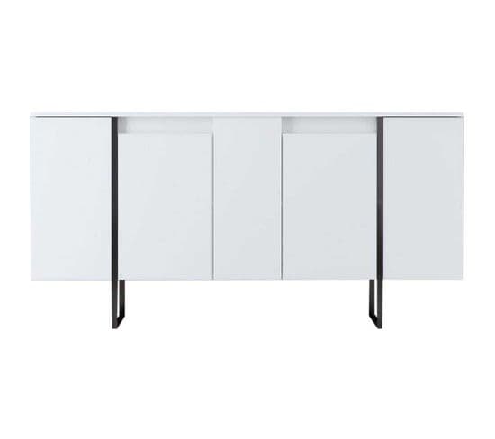 Buffet Bas Sibylle L160cm Métal Noir Et Bois Blanc