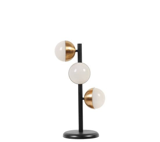 Lampe à Poser Moderne 3 Globes LED Sylvia H55cm Métal Noir Et Or