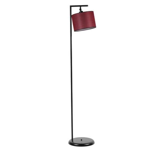 Lampadaire Moderne Simar H154cm Abat Jour Bordeaux Avec Support Métal Noir