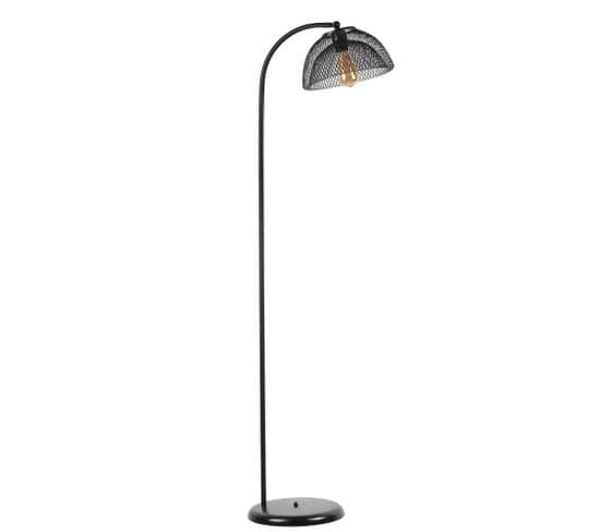 Lampadaire Arc Moderne Izra H154cm Abat Jour Grillage Métal Noir