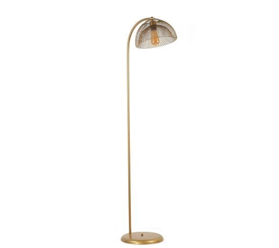 Lampadaire Arc Moderne Izra H154cm Abat Jour Grillage Métal Or