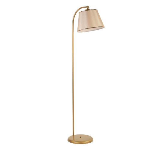 Lampadaire Arc Moderne Izra H154cm Abat Jour Conique Beige Et Métal Or