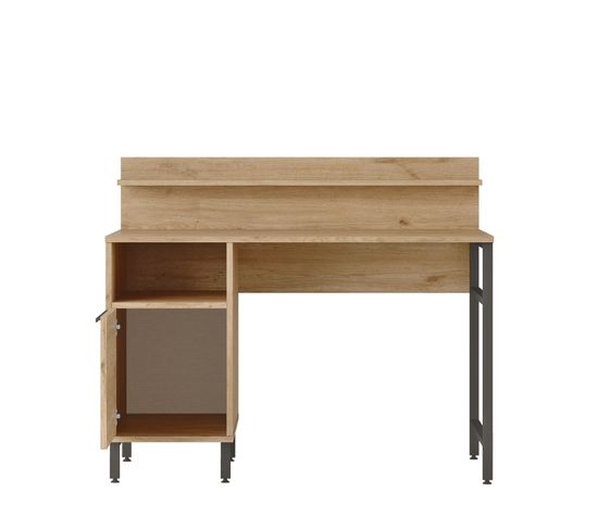 Bureau Avec Rangement Et Étagère Evelis L120cm Bois Et Rotin Clair