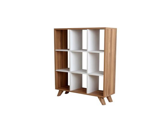 Étagère Bibliothèque Latarl90xh104cm Bois Naturel Et Blanc