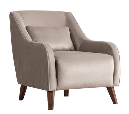 Fauteuil Luamin Velours Gris Clair