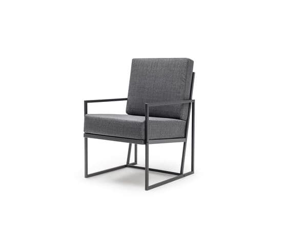 Fauteuil De Jardin Minimaliste Magry Lin Anthracite Et Métal Noir