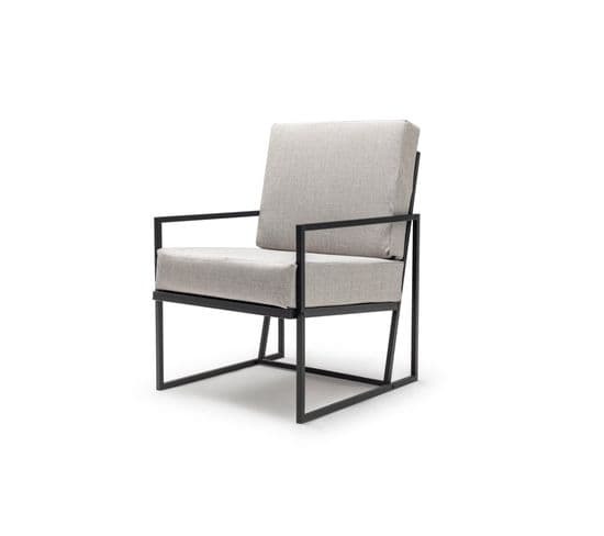 Fauteuil De Jardin Minimaliste Magry Lin Beige Et Métal Noir