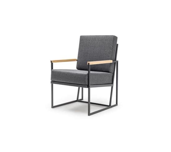 Fauteuil De Jardin Minimaliste Akayni Lin Anthracite Et Métal Noir