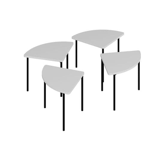 Lot De 4 Tables Basses Gigognes Emina Blanc Et Noir