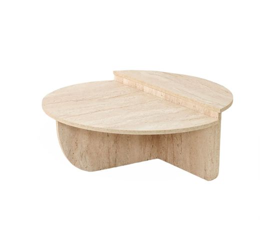 Table Basse Design Yellin D90cm Effet Travertin Beige