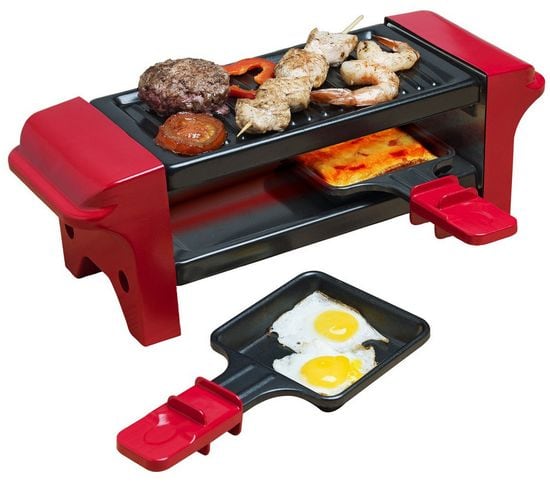 Appareil À Raclette 2 Personnes 350w + Gril Noir/rouge - Agr102