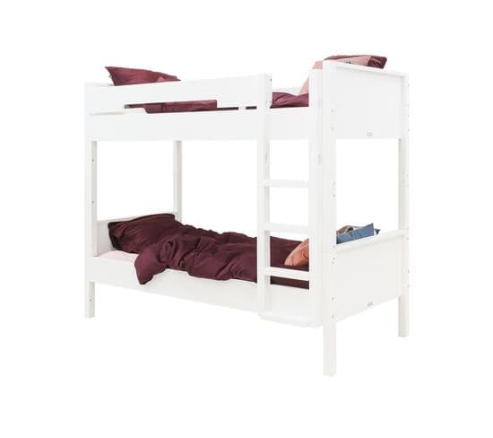 Combiflex - Lit Superpose Enfant 90 X 200 Avec Échelle Droite En Bois - Blanc