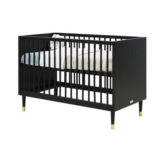 Cloë - Lit Enfant 60 X 120 En Bois - Noir Mat