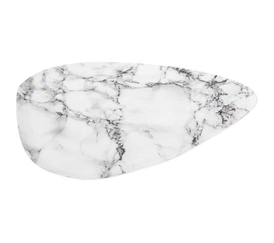 Plateau Effet Marbre Blanc  Marble 34 Cm