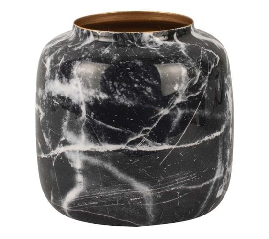 Vase Effet Marbre Marble Sphere 19.5 X 19.5 Cm Noir
