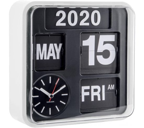 Horloge En Plastique Mini Flip 24.5 Cm Blanc