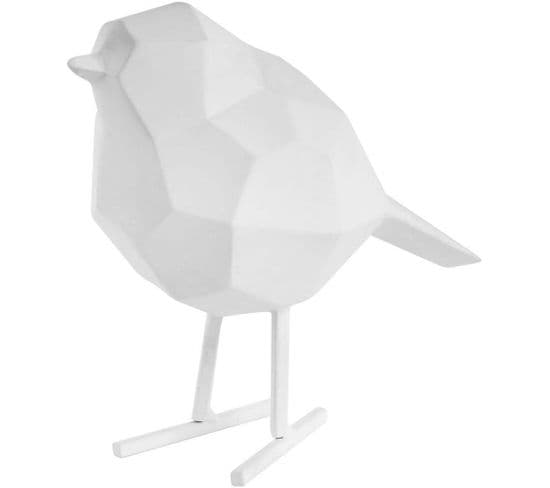 Oiseau En Résine Mat Origami 17cm Blanc