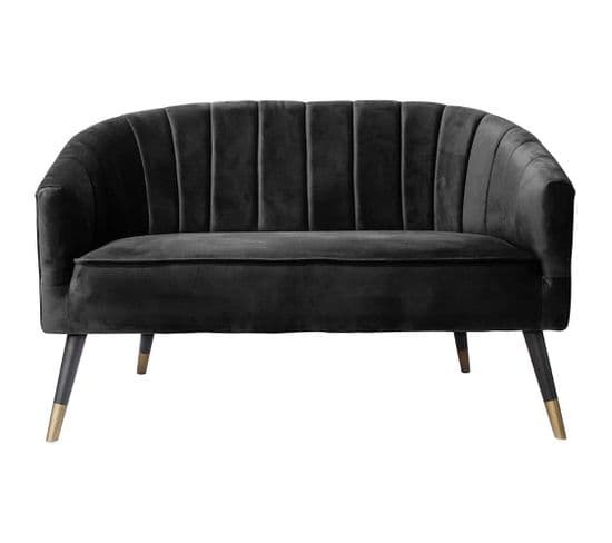 Sofa En Velours Pieds Bicolores En Bois  Royal Noir