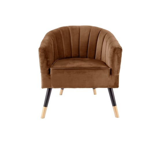 Fauteuil Royal Effet Velours - 1 Place - Chocolat Gourmand