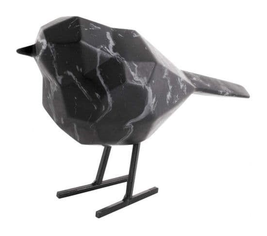 Oiseau En Résine Noir Effet Marbre Origami Petit Modèle