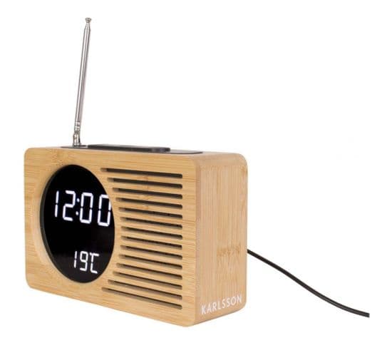 Radio Réveil En Bambou Retro