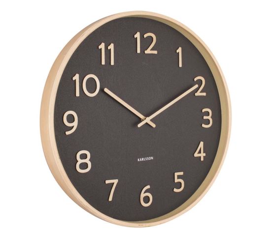Horloge Ronde En Bois Pure  40 Cm Noir