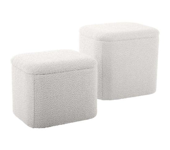 Pouf En Tissu Bouclette Ada Blanc