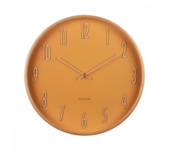 Horloge Murale En Bois D40cm Jaune