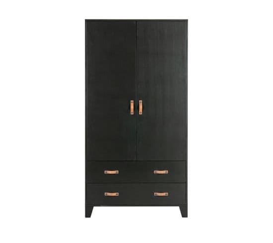 Dian - Armoire Vestiaire Pour Enfant 2 Portes 2 Tiroirs - Couleur - Noir