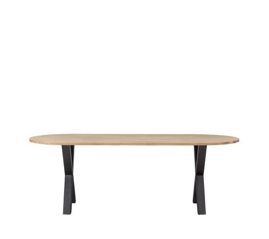 Tablo - Table À Manger Ovale En Bois Piétement En X 220x90 cm - Couleur - Bois Clair