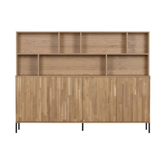 New Gravure - Buffet En Bois 7 Niches L200cm - Couleur - Bois Clair