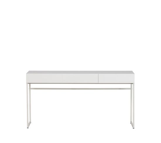 Basic - Bureau 2 Tirois En Bois Et Métal L150cm - Couleur - Blanc