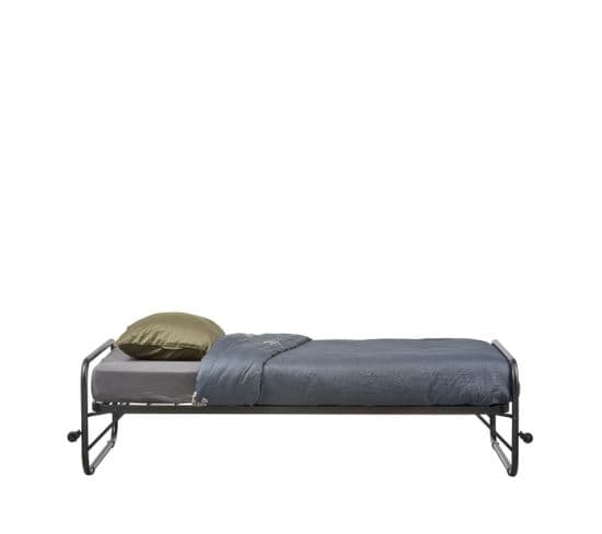 Lucy - Lit En Métal Pliable 90x200cm - Couleur - Noir