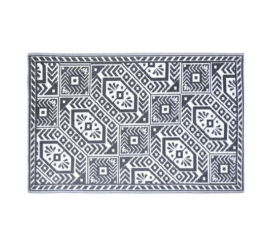 Tapis D'extérieur Rectangulaire Réversible Diamant Noir/blanc - 182 X 122 Cm