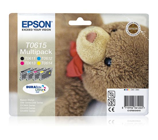 Cartouches D'encre Teddybear Multipack "ourson" (t0615) - Encres Durabrite Ultra N, C, M, J