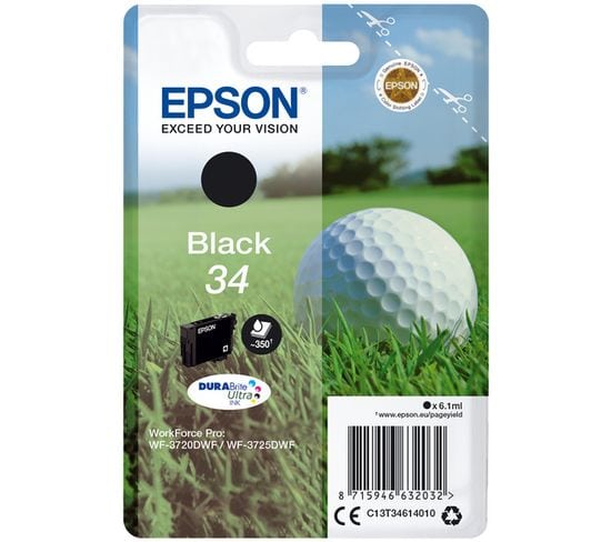 Cartouches D'encre Golf Ball Singlepack Black 34 Durabrite Ultra Ink