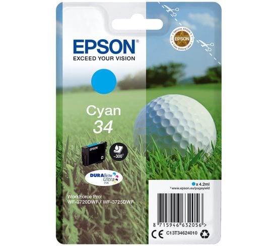 Cartouches D'encre Golf Ball Singlepack Cyan 34 Durabrite Ultra Ink