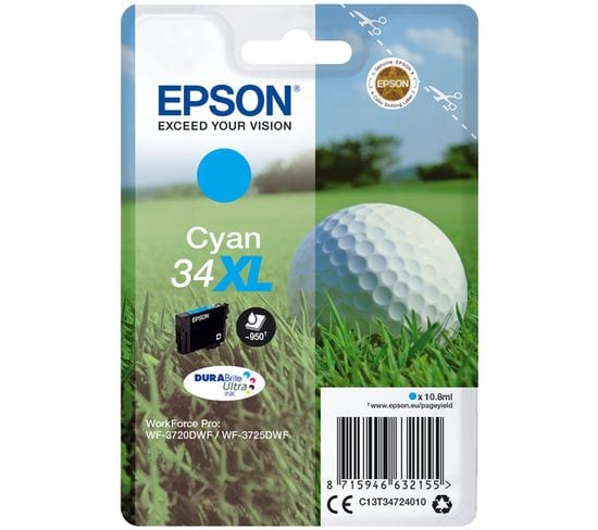 Cartouches D'encre Golf Ball Singlepack Cyan 34xl Durabrite Ultra Ink