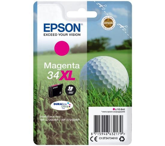 Cartouches D'encre Golf Ball Singlepack Magenta 34xl Durabrite Ultra Ink